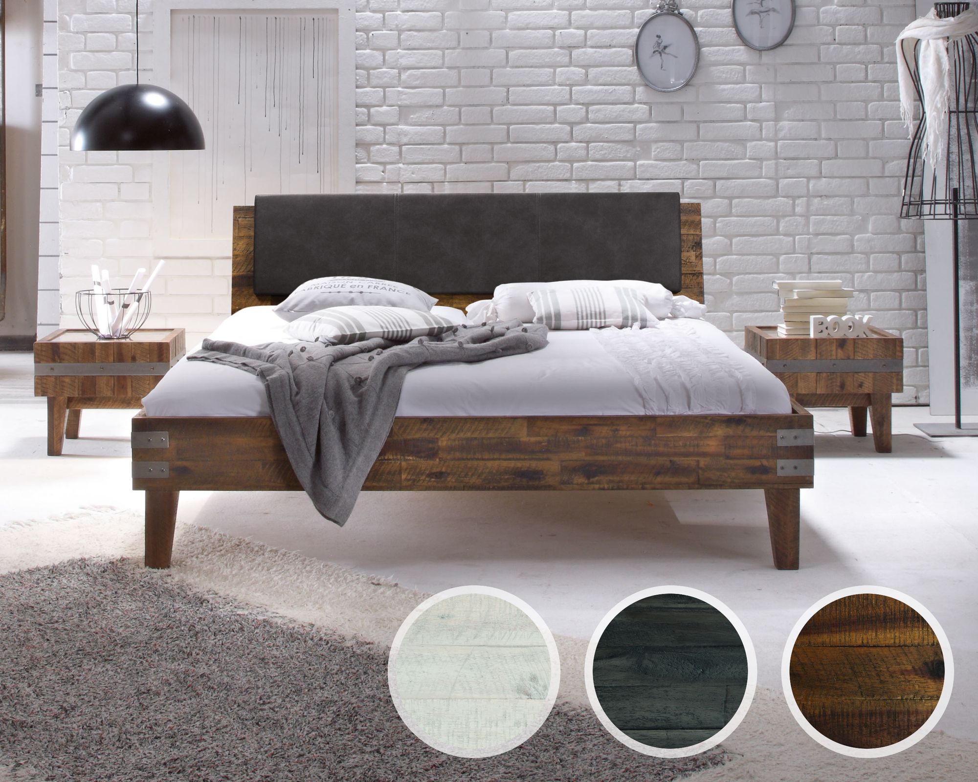 Hasena Factory-Line Massivholzbett Gola/Varus 180x200 cm braun