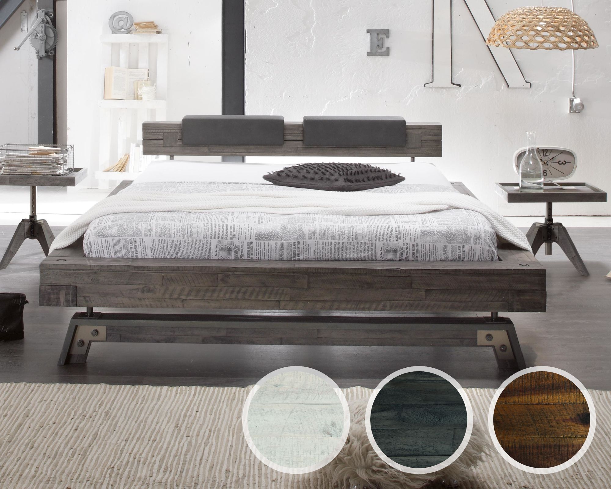 Hasena Factory-Line Massivholzbett Bloc Stabil/Inca 200x200 cm braun