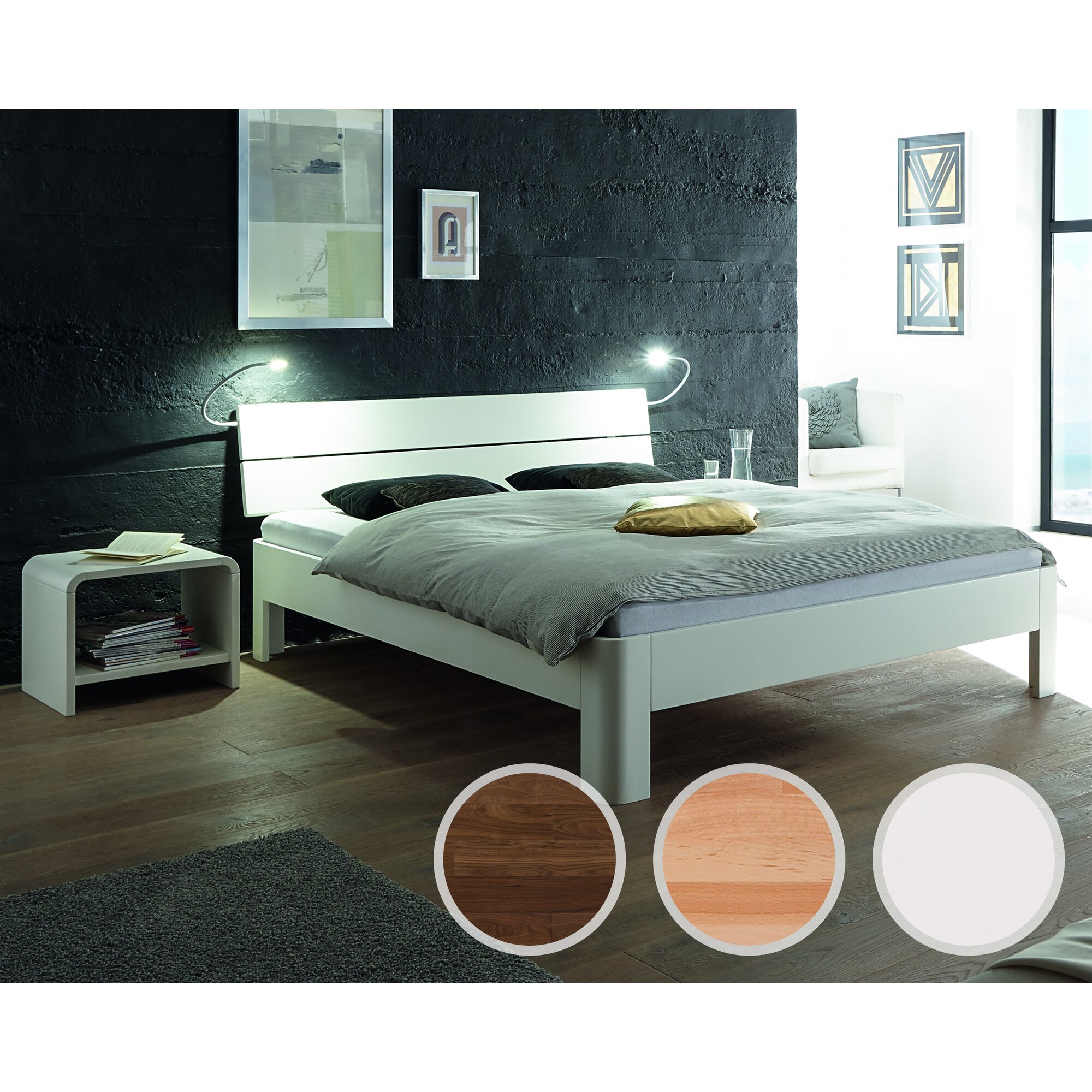 Hasena Fine-Line Massivholzbett Syma Ronda/Duetto 120x220 cm / Kernbuche natur, geölt