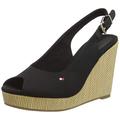 Tommy Hilfiger Damen Wedge Espadrilles Iconic Elena Sling Back Wedge Keilabsatz, Schwarz (Black), 40 EU