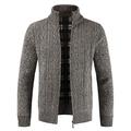 Sunshey Mens Knitted Cardigan with Zipper Plain Jumper (Coffee, M)