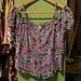 American Eagle Outfitters Tops | American Eagle Cold Shoulder Top Size Large | Color: Blue/Pink | Size: L