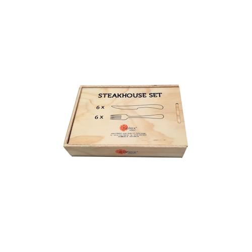 Solex Lena Besteckset Steakbesteck 12 teilig für 6 Personen inklusive Holzbox