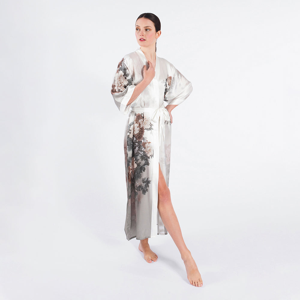 KIM+ONO Kimono Robe | Silk Keina Long Kimono Robe | Silk | White | Long