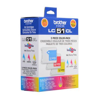 Brother LC-51C, LC-51Y & LC-51M Color Ink Cartridges (3 Pack) LC513PKS