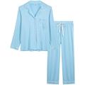 Amorbella Ladies Breastfeeding Button Down/Up Long Sleeve Pajama/Pj Set for Hospital(Blue, Medium)