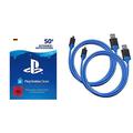 PSN Card-Aufstockung | 50 EUR | deutsches Konto | PSN Download Code & Amazon Basics - Controller-Ladekabel f√ºr die PlayStation 4 - 2er-Pack