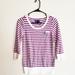 American Eagle Outfitters Tops | American Eagle I 3/4 Sleeve Striped Pullover Top | Color: Purple/White | Size: M