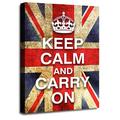 LR Keep Calm Wall Art Canvas Picture Carry On Red White Blue Union Jack Home Framed Panel Print Ready to Hang