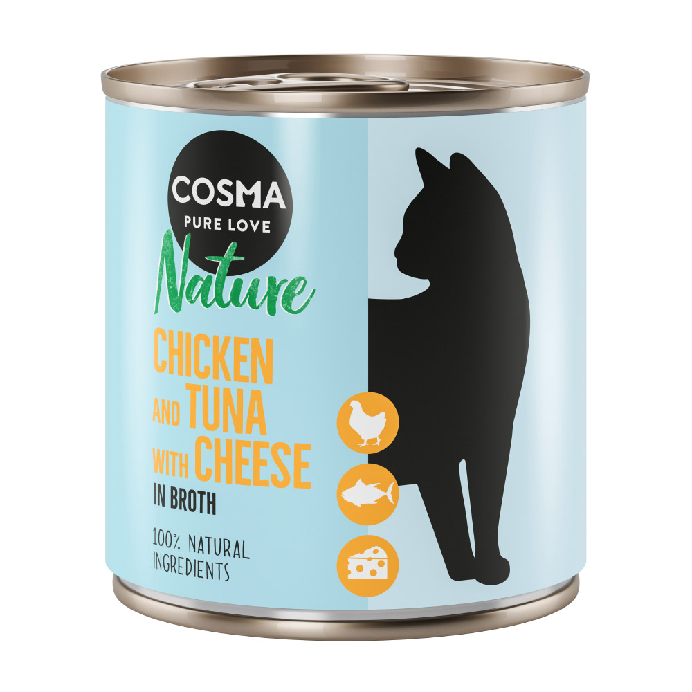 Cosma Nature 12 x 280 g Alimento umido per gatti - Pollo & Tonno con Formaggio