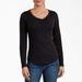 Dickies Women's Henley Long Sleeve Shirt - Black Size L (FL097)