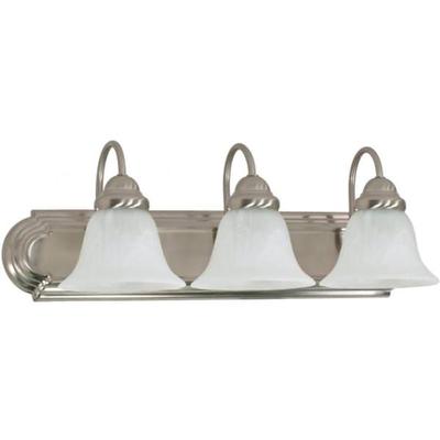 Nuvo Lighting 66075 - 3 Light Brushed Nickel Alabaster Glass Bell Shades Vanity Light Fixture (Ballerina 3 Lt 24