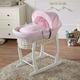 White Wicker Pink Waffle Moses Basket with White Rocking Stand