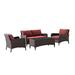 Kiawah 4Pc Outdoor Wicker Conversation Set Sangria/Brown - Loveseat, 2 Arm Chairs & Coffee Table - Crosley KO70028BR-SG