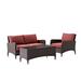 Kiawah 3Pc Outdoor Wicker Conversation Set Sangria/Brown - Loveseat, Arm Chair & Coffee Table - Crosley KO70031BR-SG