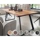 Massivholz »Thor« Akazie Baumkante-Tisch II 280x100 cm / 55mm / Akazie grau gesandstrahlt / Metall vernickelt edelstahlfarbig gebürstet