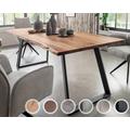 Massivholz »Thor« Akazie Baumkante-Tisch II 240x100 cm / 55mm / Akazie grau gesandstrahlt / Metall vernickelt edelstahlfarbig gebürstet