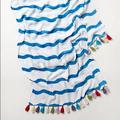 Anthropologie Accessories | Anthropologie Stripe Tassel Fringe Scarf | Color: Blue/White | Size: Os