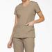 Dickies Women's Eds Signature V-Neck Scrub Top - Khaki Size 2Xl (85906)