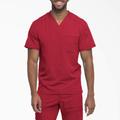 Dickies Men's Dynamix Tuckable V-Neck Scrub Top - Red Size L (DK610)