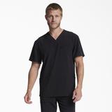 Dickies Men's Eds Essentials V-Neck Scrub Top With Patch Pockets - Black Size 2Xl (DK645)