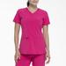 Dickies Women's Eds Essentials V-Neck Scrub Top - Hot Pink Size 2Xl (DK615)