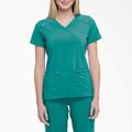 Dickies Women's Eds Essentials Mock Wrap Scrub Top - Teal Size XS (DK625)