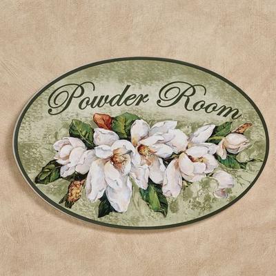 Magnolia Floral Powder Room Wall Plaque Green , Green