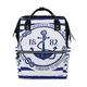BKEOY Backpack Diaper Bag Blue White Striped Nautical Anchor Diaper Bag Multifunction Travel Daypack for Mommy Mom Dad Unisex