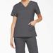 Dickies Women's Eds Signature Mock Wrap Scrub Top - Pewter Gray Size M (86806)