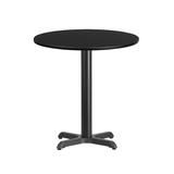 24'' Round Black Laminate Table Top with 22'' x 22'' Table Height Base - Flash Furniture XU-RD-24-BLKTB-T2222-GG