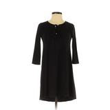 Socialite Casual Dress - Shift Crew Neck 3/4 Sleeve: Black Solid Dresses - Women's Size X-Small