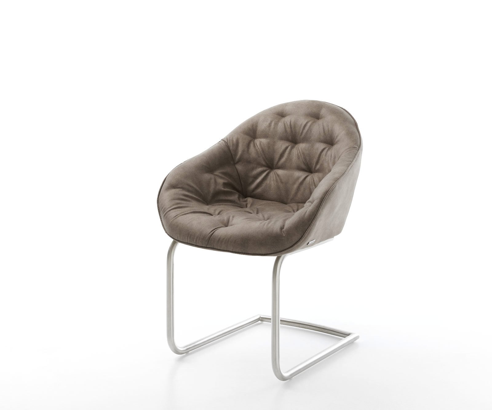 DELIFE Freischwinger Gaio-Flex Mikrofaser Taupe Vintage Freischwinger rund Edelstahl, Esszimmerstühle Image