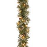 Andover Mills™ Glittery Bristle Artificial 6' Pre-Lit Garland w/ 50 Warm Clear/White Lights in Green | 4.5 H x 72 W x 10 D in | Wayfair