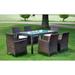 Winston Porter Patio Dining Set Patio Table & Rattan Chair Outdoor Furniture Set Glass/Plastic in Brown | Wayfair B59E953BC19C48C1B5C918493F079335