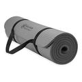 Gaiam Essentials, dicke Yogamatte, Fitness- und Trainingsmatte mit leicht zu verwendendem Yogamatten-Tragegurt, 183 cm L x 61 cm B x 1 cm dick, Grau