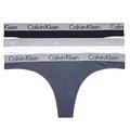 Calvin Klein Women Radiant 3-Pack Thong, Chrome/Shoreline/White M Chrome/Shoreline/White