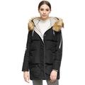 Orolay Women's Thickened Down Jacket Winter Coat with Fur Hood Black M