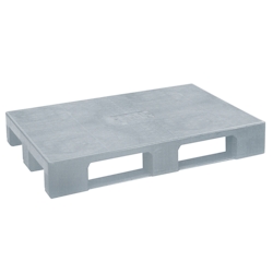 BRB Kunststoffpalette im Euromaß mit 3 Kufen, LxBxH 1200 x 800 x 150 mm, Gewicht 23 kg, geschlossene Deckfläche, grau Image