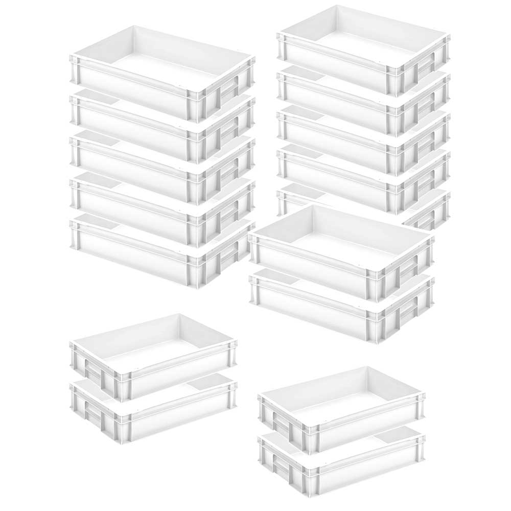 16x Eurobehälter LxBxH 600 x 400 x 120 mm, 24 Liter, PP, lebensmittelecht, Farbe weiß Image