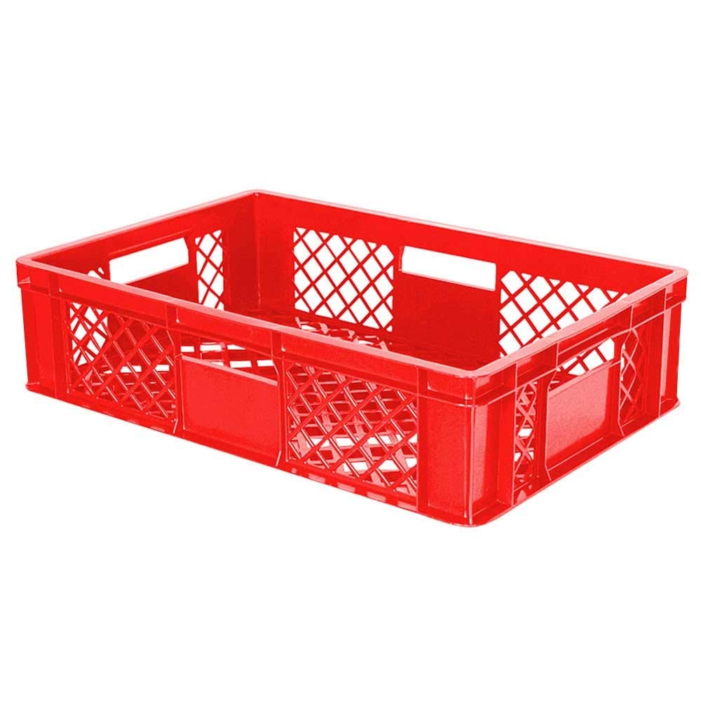BRB 90 Stück Eurobehälter durchbrochen/Bäckerkiste, LxBxH 600 x 400 x 150 mm, PE-HD, lebensmittelecht, rot, Palettenware Image