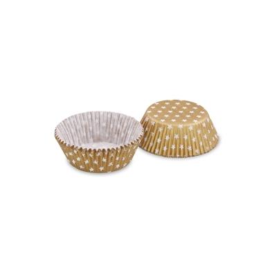 1-PACK 2000x Muffinkapseln Gebäckkapseln Gold mit weißen Sternen O 50 x 30 mm