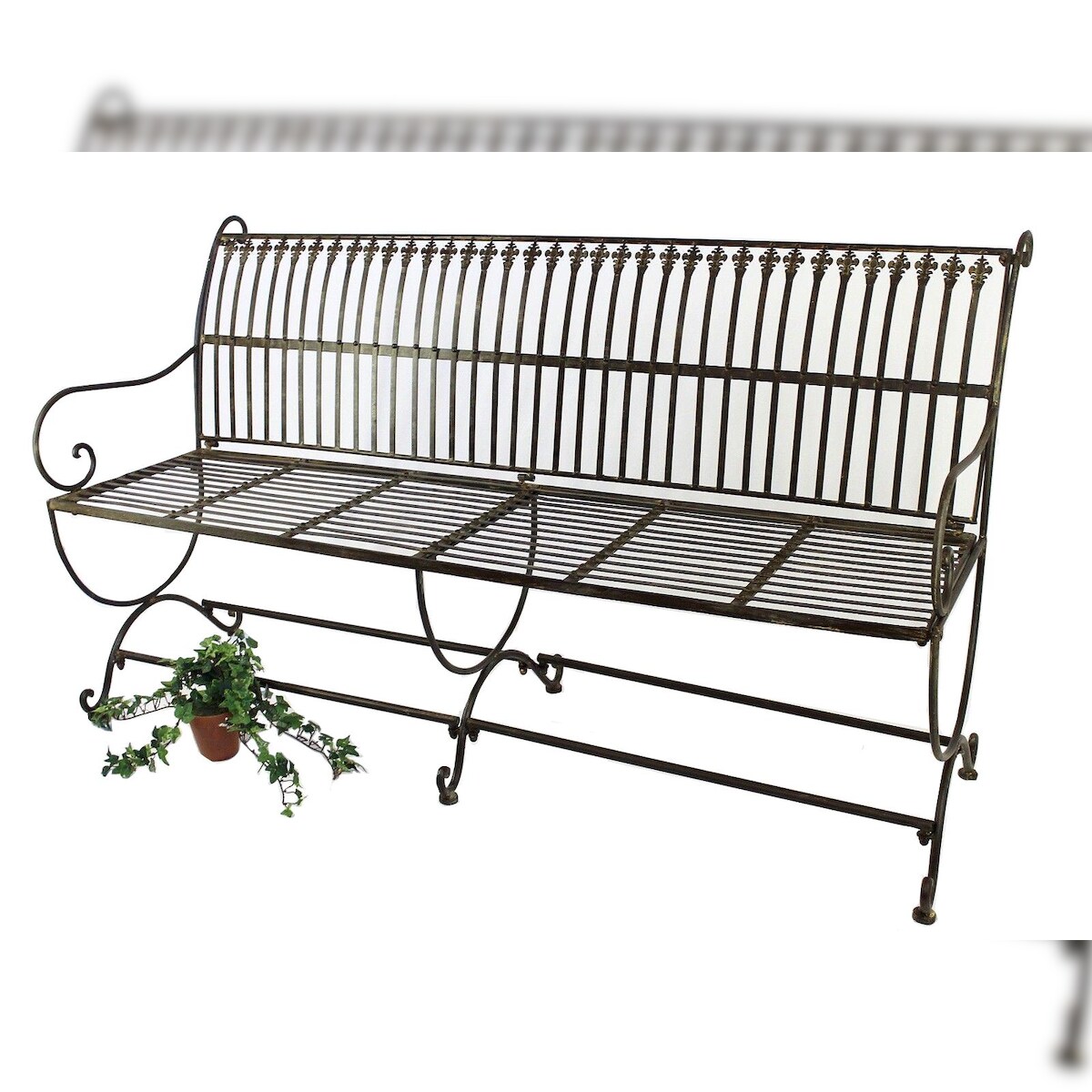 DanDiBo Gartenbank Metall Braun Wetterfest 3-Sitzer Finca 153 cm Bank Garten Sitzbank Eisen Image