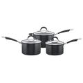 Circulon Non Stick Saucepan Set of 3 – Saucepans for Induction Hobs 16, 18 & 20cm with Toughened Glass Lids & Soft Grip Handles, Dishwasher Safe Pan Set, Black