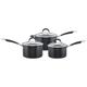 Circulon Non Stick Saucepan Set of 3 – Saucepans for Induction Hobs 16, 18 & 20cm with Toughened Glass Lids & Soft Grip Handles, Dishwasher Safe Pan Set, Black