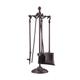 Relaxdays 5-Piece Fireplace Companion Tools, Set with Rack, Shovel, Broom, Poker and Tongs, HxWxD 51 x 18 x 18 cm, Brown