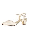 Rainbow Club Brautschuhe Emili - Pumps Sandale - Ivory Satin Blockabsatz - Gr 39.5 EU 6.5 UK