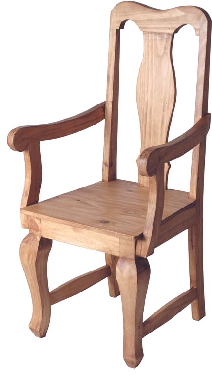 MiaMöbel Mexico Stuhl mit Armlehne Massivholz Pinie Landhaus Mexiko Möbel Mexikanisch