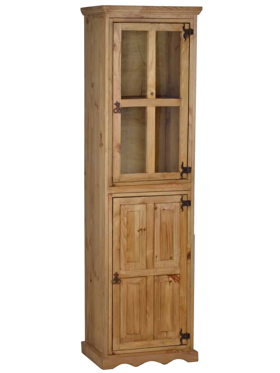 MiaMöbel Mexico Vitrine Glas, Massivholz Pinie Landhaus Mexiko Möbel Mexikanisch Image