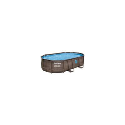 Piscine hors sol ovale Power Steel™ Swim Vista motif rotin 488 x 305 x 107 cm - Bestway